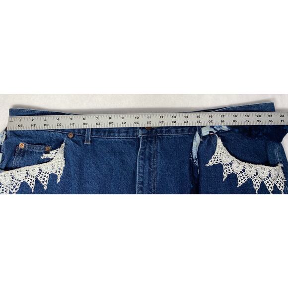 Upcycled Recycled Boho Denim Skirt With Tie Belt Size 26 - Picture 8 of 15